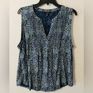 Lucky Brand Floral Sleeveless Smocked Top